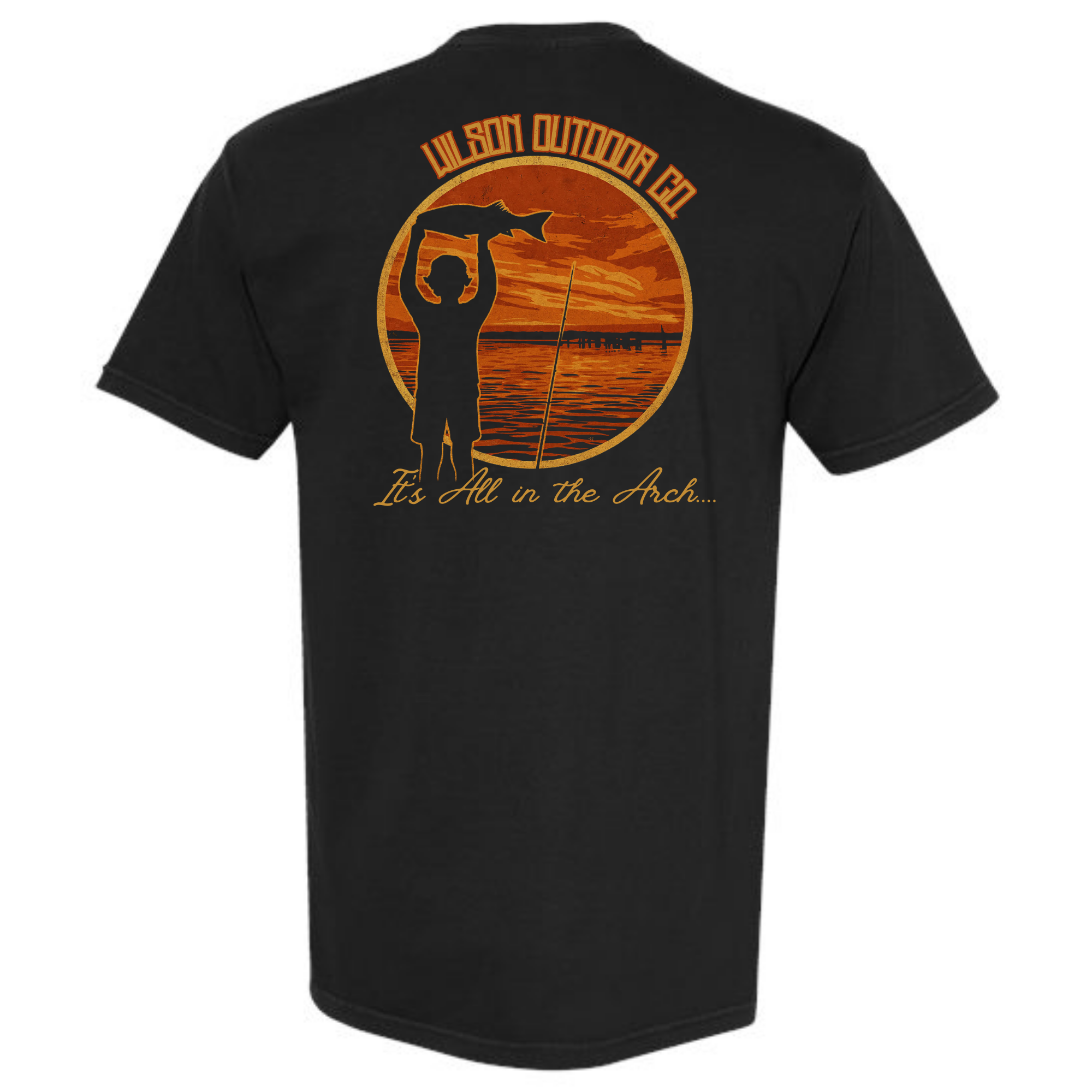 It's All in The Arch Sunset Fishing Wilson Outdoor Company T-Shirt